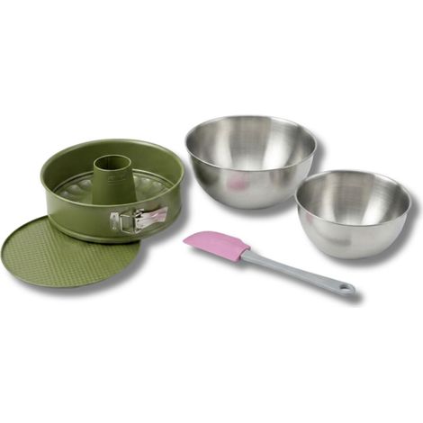 Set de 4 ustensiles de pâtisserie moule à gâteaux bol de mixage et spatule Zenker Green Vision (1/5)