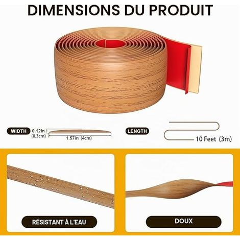 Profil de transition bandes auto-adhésives pour relier les espaces de sol, seuil de transition pour tapis, sol carrelé (brun poire-3M) (1/4)