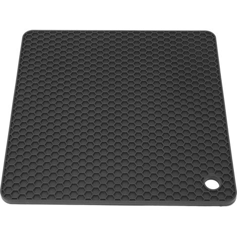 Tapis isolant thermique carré en silicone épais antidérapant et résistant à la chaleur pour pot à cire et bol, noir (1/5)