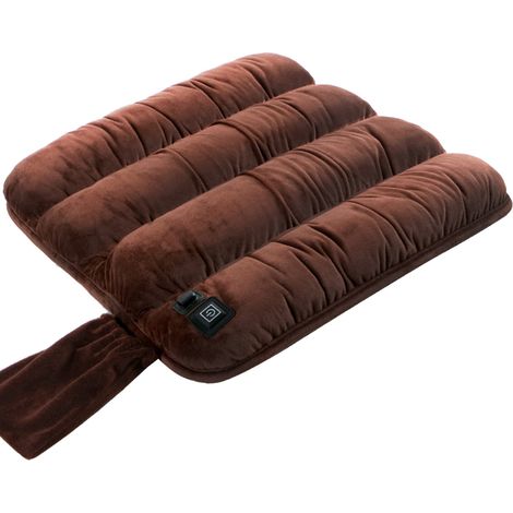 Coussin de siège chauffant en velours cristal, chauffage rapide, USB, 3 niveaux, réglable, avec minuterie, pour bureau, salon, voyage, marron (1/5)