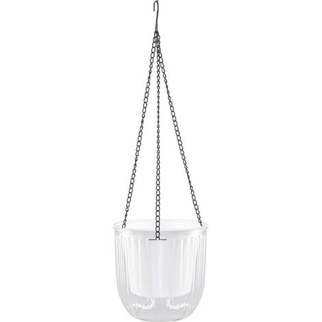Ensemble de deux pots de fleurs suspendus, de 17 cm de diamètre, adaptés à la décoration de jardin. (Transparent)