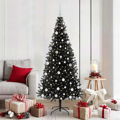 Weihnachtsbaum mit 300 LEDs mit Ständer Schwarz 180 cm PVC (1/5)