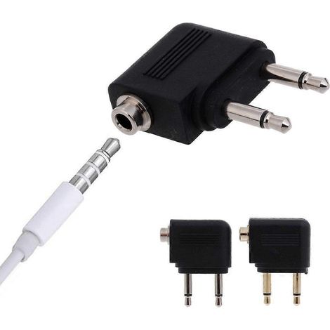 2 adaptateurs jack 3,5 mm plaqués or à port unique vers casque d'aviation 3,5 mm (1/4)