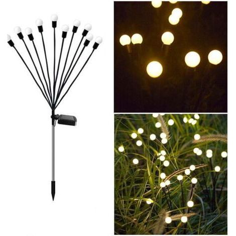 Solar Lights Outdoor, 2pcs 10 LED, Solar Firefly Lights for Garden, Balcony, Outdoor Solar Light, Garden Decoration, IP65 Waterproof (1/4)