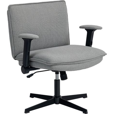 Silla de oficina con reposabrazos abatibles, tejido efecto lino, gris, HOMVRA (1/3)