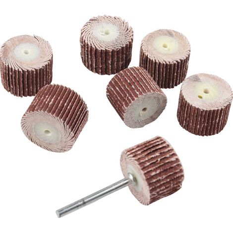 Lot de 7 têtes de meulage de 20 mm en papier abrasif, pour outils rotatifs, grain 80, 120, 180, 240, 320, 400, 600 avec tige de mandrin de 3 mm (1/5)