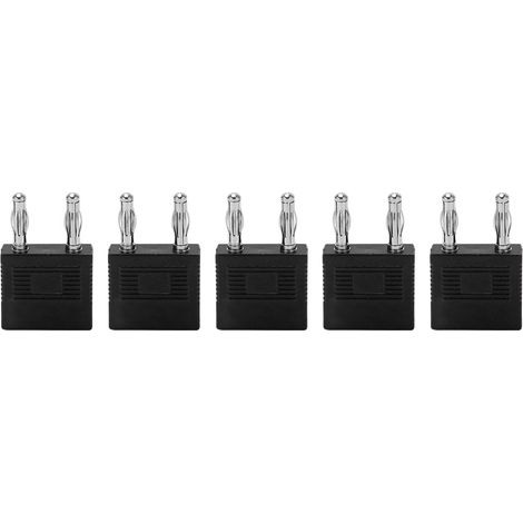 5pcs Connecteur Banane J.20005 Double Fiche 1 Femelle Vers 2 Mâles, Écartement 14mm, Court-Circuit 4mm Noir (1/5)