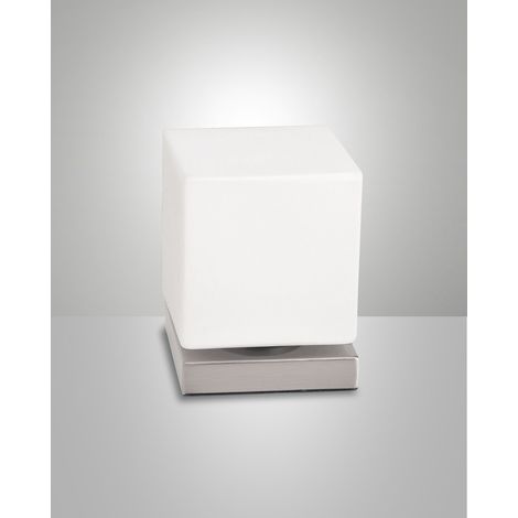 BRENTA DA TAVOLO NICHEL SATINATO IN METALLO E VETRO A LED 3000K - 6W - 540 lm DIMMERABILE
