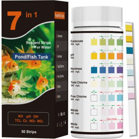 Bandelettes de test de qualité d'eau pour aquariums, adaptées aux aquariums d'eau douce et d'eau de mer, chaque tube contient des bandelettes de test, mesure fiable et précise, facile à utiliser. (1/5)