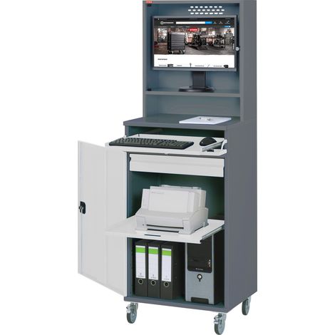 STIER Computerschrank Premium fahrbar BxTxH 650x520x1895 mm (1/5)