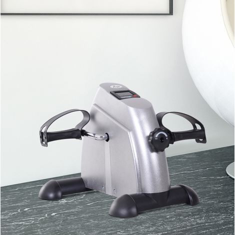 Pedalier de ejercicio mini-bike con pantalla LCD, resistencia ajustable, plateado DESVIAE (1/5)