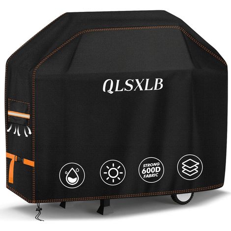 Housse Barbecue Exterieur, Oxford 600D Robuste Bache de Protection BBQ 165x71x122cm, Housse Plancha Gaz avec Bouche D'aération Anti-Vent/Anti-UV/Anti-l'eau/Anti-l'Humidité/Antipoussière Noir (1/5)