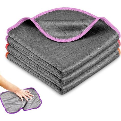 Ensemble de trois chiffons de nettoyage en verre magiques épais - 400 g/m² - 30 x 30 cm - adaptés aux fenêtres - miroirs - pare-brise de voiture (1/5)