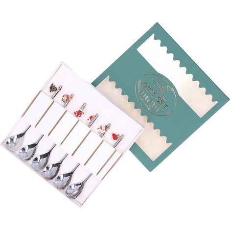 6 Cuillères en Acier Inoxydable, Lot de Cuillères Créatives pour Dessert, Glace, Café et Mélange, Argenté (1/5)