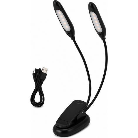 Lampada a clip a 14 LED per leggere libri, doppia luce notturna USB (1/5)
