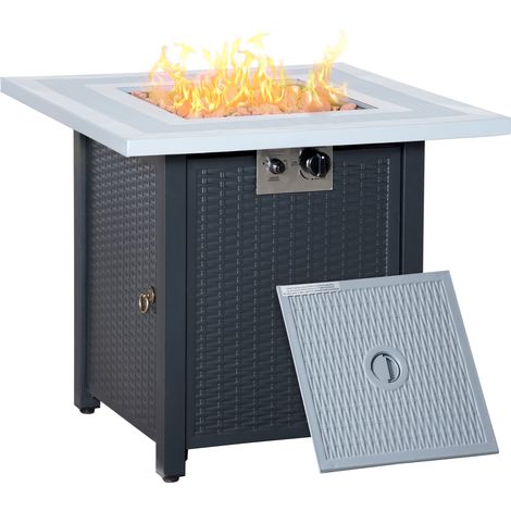 71 x 71cm 40000 BTU Gas Firepit Table - Black/Grey