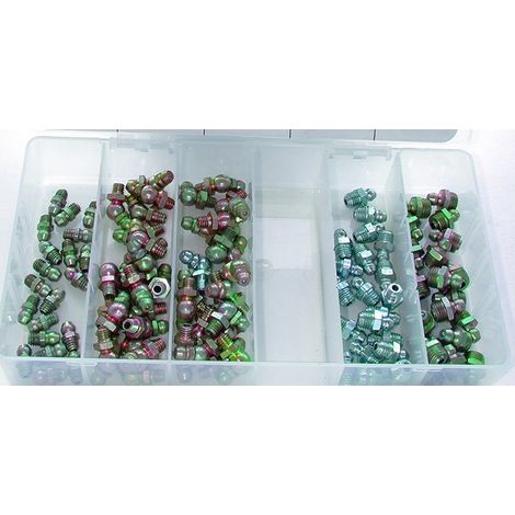 Coffret De Graisseurs Droits Et Coudés, Filetage Métrique. Composé D'un Assortiment De 100 Pièces.