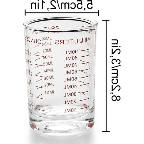 Vaso medidor de chupito, 90 ml, Práctico para cócteles, Vasos de chupito de cristal, Perfecto para bares y fiestas, Ideal para espresso y licores (1/5)
