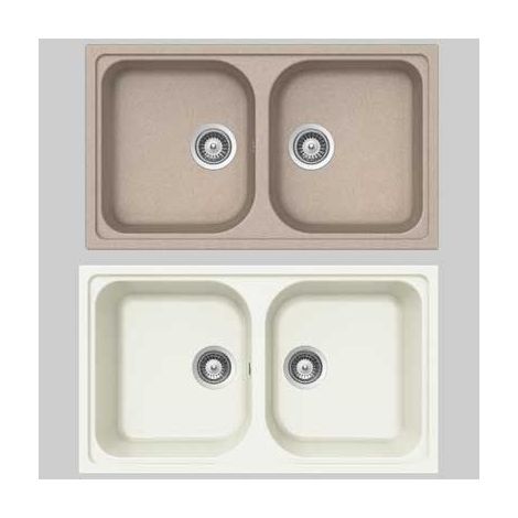 LAVELLO SINTETICO DUE VASCHE INCASSO MOD. LITHOS - Avena 58