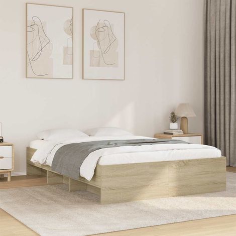 Estructura de cama madera de ingeniería roble Sonoma 135x190 cm (1/5)