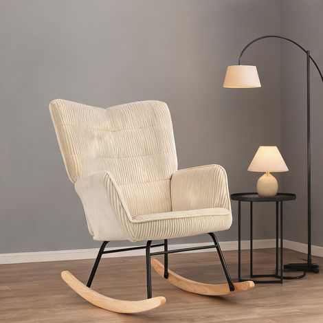 Fauteuil beige en kord Buchenholz 71 x 98 x 101 cm (1/5)
