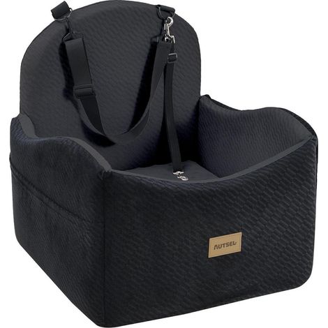 Siège auto rehaussé pour chien, imperméable, lavable, avec ceinture de sécurité, noir (1/5)