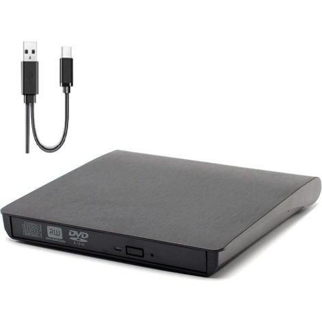 External CD/DVD Drive for PC, Portable USB 3.0 RW/ROM Burner, Slim, Fast Transmission, Built-in USB Cable, Compatible with Windows/Mac OS, Apple/iMac/Macbook/Laptops/Desktops/PC, Black. (1/5)