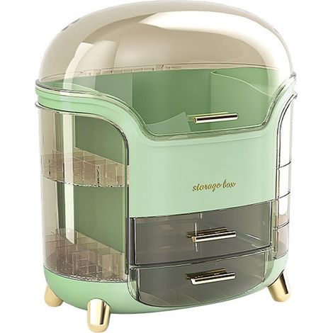 Organisateur de Cosmétique Organisateur de Maquillage Portable avec Couvercle Anti-poussière Vitrine de Soins de la Peau pour Salle de Bain Chambre Plan de Travail Boîte de Rangement (1/5)