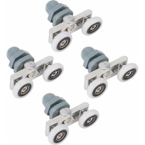 Set mit 4 robusten, doppelten Schiebetürrollen für Badezimmertüren, Glasrollen (23 mm) (1/5)