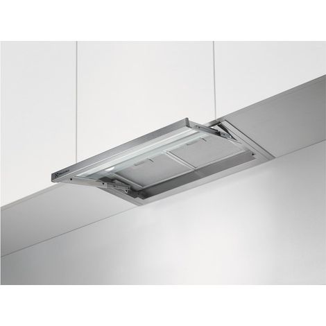 Electrolux – Hotte aspirante intégrée 56 cm – Acier inoxydable – Extraction 600 m³/h – 3 vitesses – Classe énergétique C – Commandes à boutons (1/5)