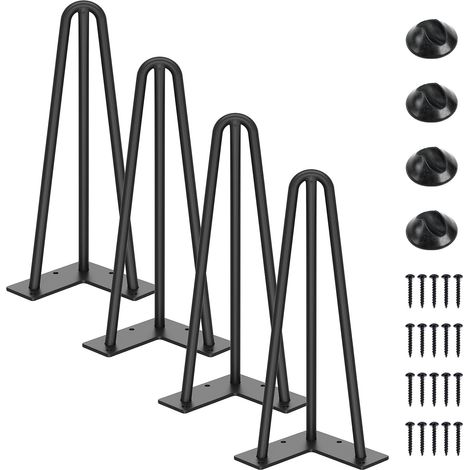 Three-legged table, suitable for coffee tables, dining tables, and bedside tables, 30 cm high (black, 4-piece pack).