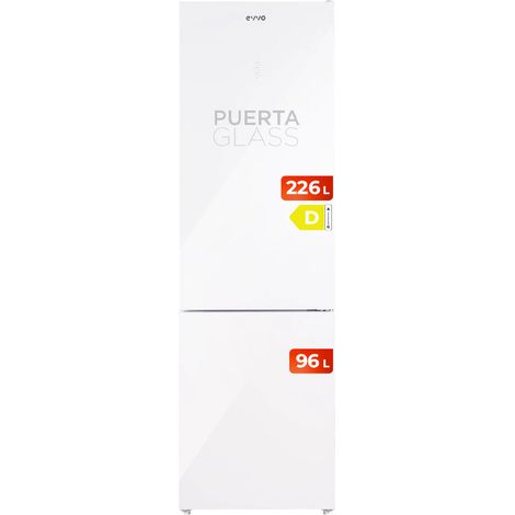 Frigorífico Combi EVVO F55W Glass, 226 l + 96 l, Total No Frost,cristal blanco