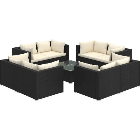 Maison Exclusive - 9-tlg. Garten-Lounge-Set mit Kissen Poly Ratta (1/5)