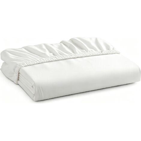 Drap Housse 200x200 cm, 100% Coton 400 Fils, Grand Bonnet 30 cm, Élastique Intégral, Certifié Oeko-Tex, Blanc pour Matelas Épais (1/5)