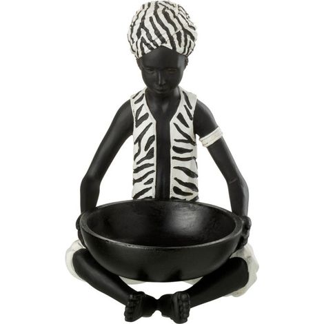 Statuette Déco "Garçon Assis" 26cm Noir