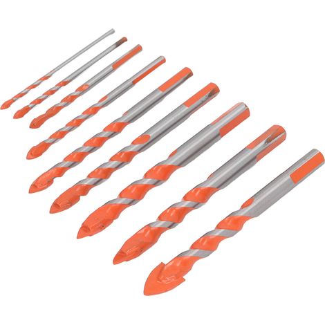 Foret multifonctionnel pour carrelage, verre, céramique et marbre, ensemble de 9 forets en alliage à filetage rouge (1/5)