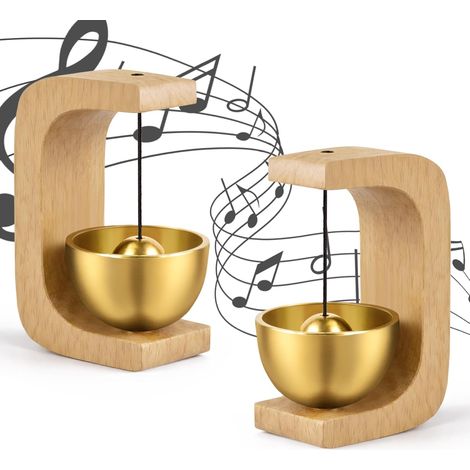 Lot de 2 Carillon de Porte en Bois, Carillon à Vent Magnétique, Magnétiques en Bois de Dopamine pour Porte, Bureau, Magasin, Café (Hêtre) (1/5)