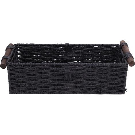 Panier Rangement Corde Papier Tissé Main Décoratif – Dessus Réservoir Toilette Étagères Plan Travail, Noir (1/5)