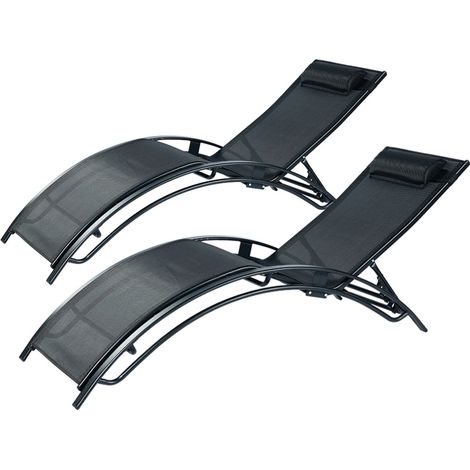 2er-Set verstellbare Liegestühle, schwarz CALI