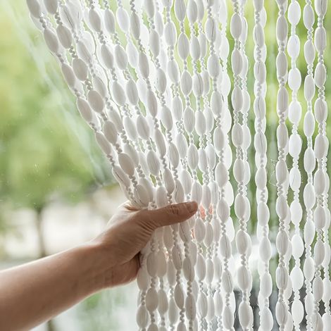 Lot de 2 Rideaux de Porte à Franges 100 × 200 cm, Rideaux de Fils Unis, Séparateurs de Pièce, Moustiquaires Anti-Insectes pour Porte, Décoration Intérieure (1/5)
