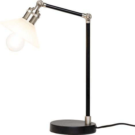 Litecraft Aya Table Lamp Adjustable Base With Frosted Glass Shade - Satin Nickel (1/5)