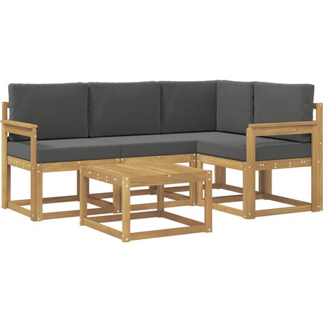 vidaXL Outdoor Sofa Set with Cushion 5 pcs White and Anthracite