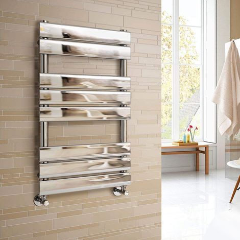 WarmeHaus Heated Towel Rail Radiator For Bathroom Ladder Flat Panel Chrome 800x450mm