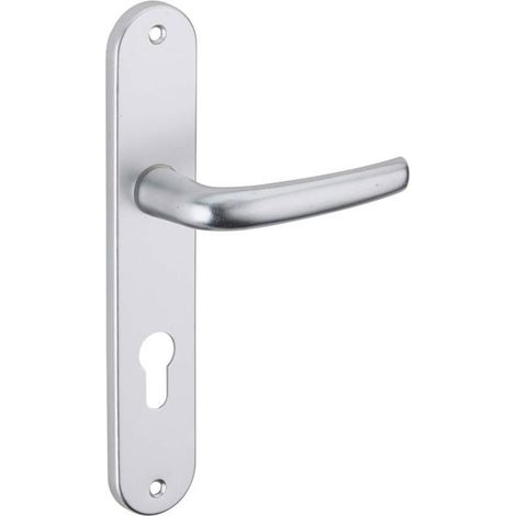 Poignée de porte d'entrée 1 paire Aluminium anodisé gris Axe carré de 7 mm, entraxe de 195 mm Durable et moderne Po (1/4)