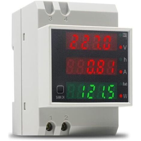 Compteur électrique Rail Din Compteur d'énergie monophasé Voltmètre Ampèremètre Numérique AC 80300V 100A Wattmètre Compteur Consommation Electrique 1 phasé Watt KWh Mètre
