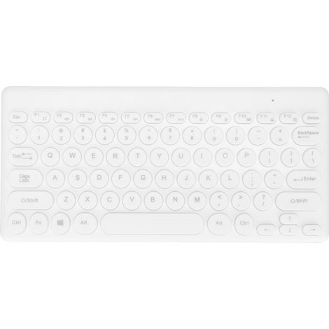 Clavier sans fil 2,4 GHz, 78 touches, design ergonomique, portable, fin, économe en énergie, touches rondes, USB, blanc