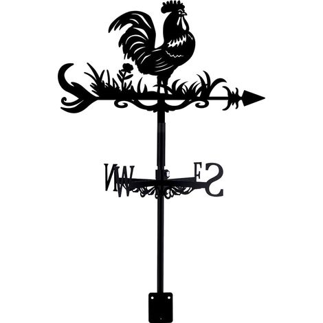 1 Girouette Coq, Métal Forgé, 35,8x26,1 cm, Indicateur Vent, Décor Jardin (1/5)
