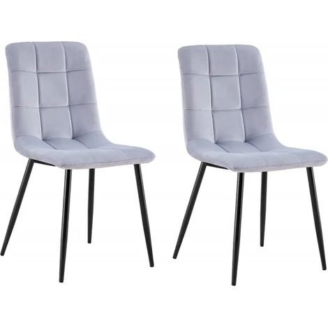 Lot de 2 chaises tissu velours gris pied métal noir - Louise (1/5)