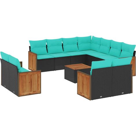 Maison Exclusive - Set Divani da Giardino 12 pz con Cuscini Nero in Polyrattan (1/5)