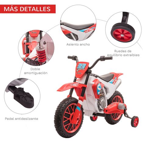 Moto électrique pour enfants, adaptée aux enfants de 3 ans et plus, 12V, avec deux roues d'équilibre, vitesse 3-8 km/h, démarrage progressif, dimensions 106,5 x 51,5 x 68 cm, rouge. (1/5)